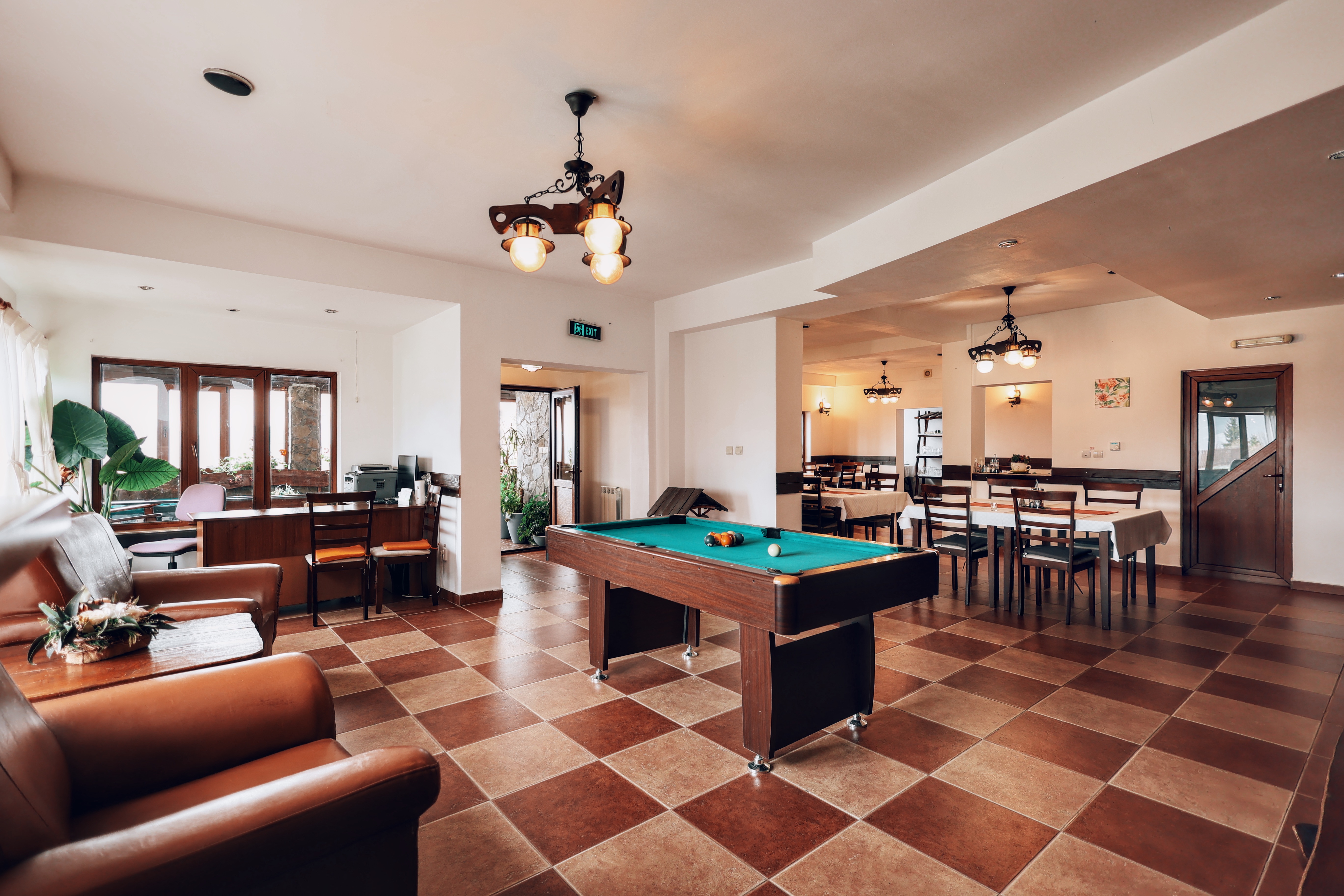 Șemineu și zonă de relaxare / Fireplace and lounge area